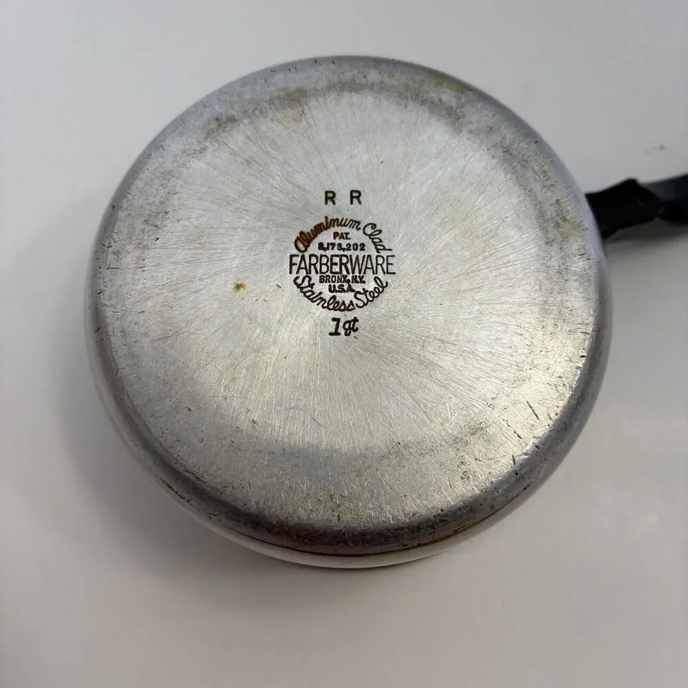 Vtg Farberware 1Qt Saucepan Pot Stainless‎ Steel Aluminum Clad Bronx NY USA